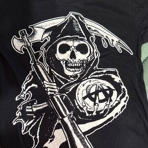 Sons of Anarchy Black Graphic Skull Reaper Print Tee - women’s